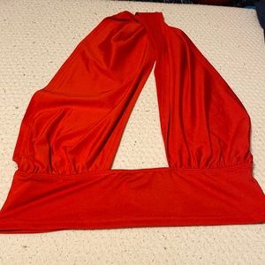 Red backless top